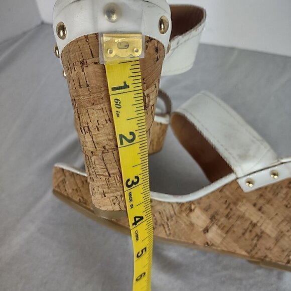 Tommy Hilfiger Madasen Cork Wedge White Leather 3.5 Heel Shoes Size 9.5 - Picture 11 of 11